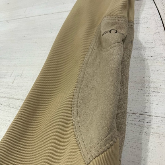 TuffRider Ladies  Ribbed Equestrian riding pants Pull-On Knee leather patch EUC - Picture 4 of 12